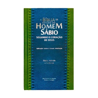 Bíblia do Homem Sábio Segundo o Coração de Deus | RC | Harpa Avivada | Letra Gigante | Verde e Azul