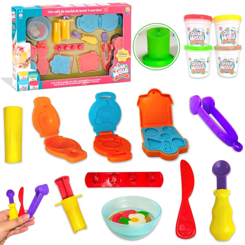 Kit Brinquedo Massinha de Modelar Infantil Com Forminhas | Shopee Brasil