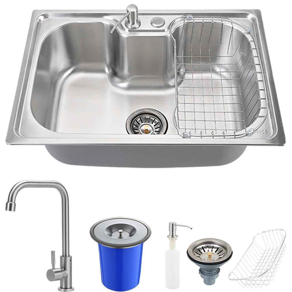 Cuba Para Cozinha Inox Com Acessórios e Lixeira Carajás e Torneira Tinguá Pingoo