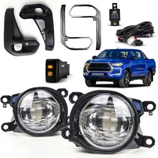 Kit Farol de Milha Moldura Preta Toyota Hilux 2021 2022 2023