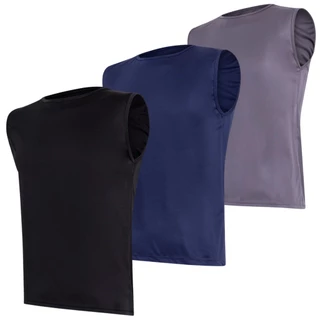KIT 3 Regatas Masculina tecnologia dry Camisa Básica Treino Academia Anti Suor Anti Odor Proteção UV