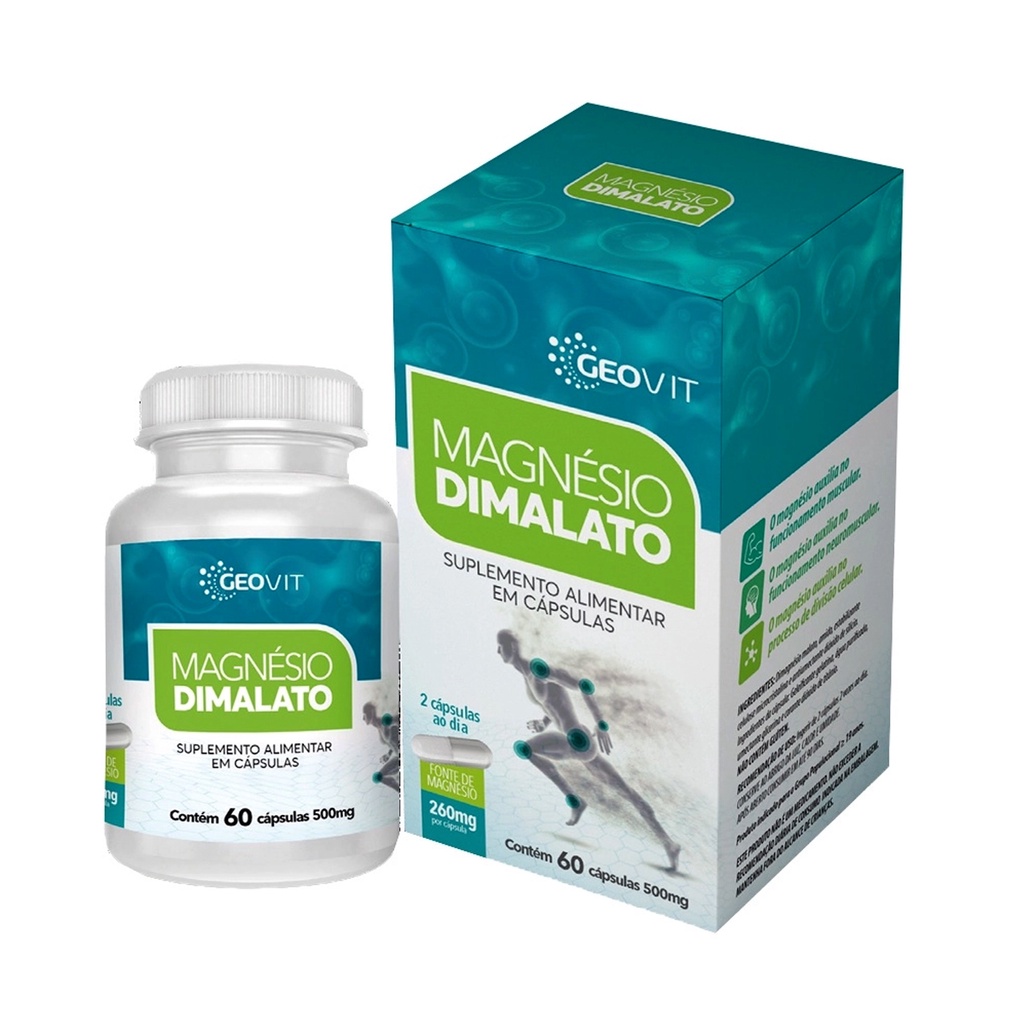 Magnésio Dimalato 600mg Geovit c/ 60 Cápsulas