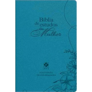 Bíblia de Estudos da Mulher | Com Devocionais | NVT | Capa Luxo Azul em Oferta na Shopee