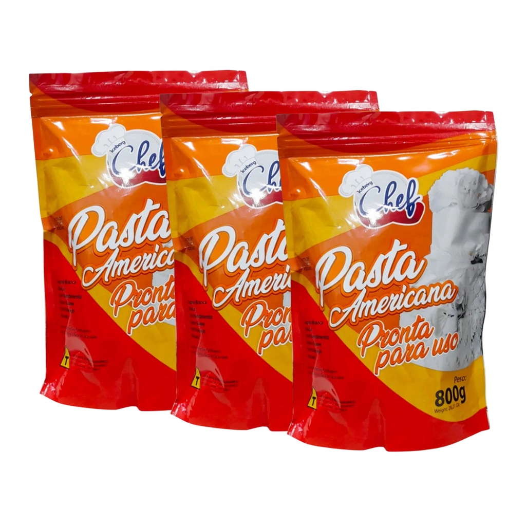 KIT PASTA AMERICANA PRONTA BRANCA 800g C/ 3UN ICEBERG Shopee Brasil