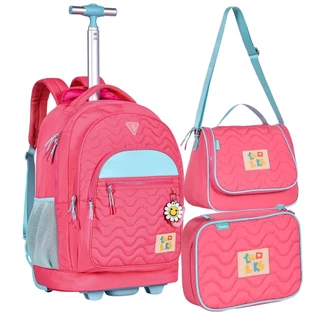 Kit Escolar Luluca Mochila De Rodinhas Lancheira E Estojo