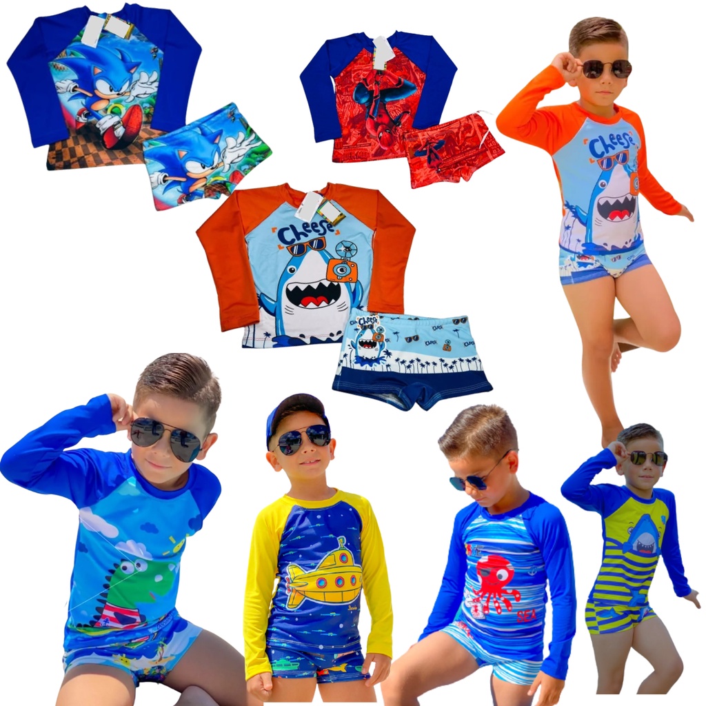 Conjunto infantil com proteção hot sale solar