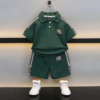 Fato de manga curta para crianças, Summer Boy Top + Shorts Fato de 2 peças, Roupa de bebê para crianças