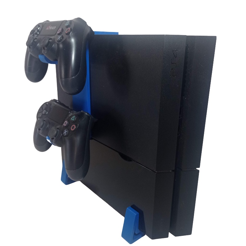 Kit 3 Suportes Console e Dois Controles PS4 Slim Fat e Pro Vertical
