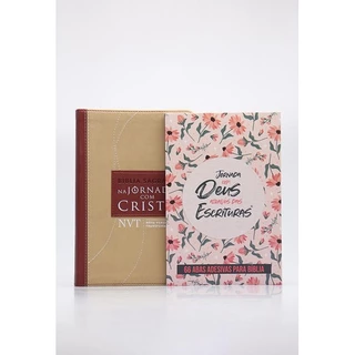 Kit Bíblia de Estudo NVT Na Jornada com Cristo Marrom + Abas Adesivas Lettering | Caminho da Fé
