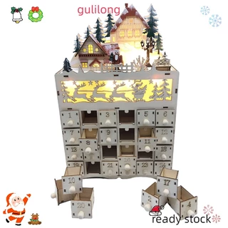 Calendário De Natal GULI Ornamento Em Madeira Advento Das Renas Aldeia De Decoração Para
