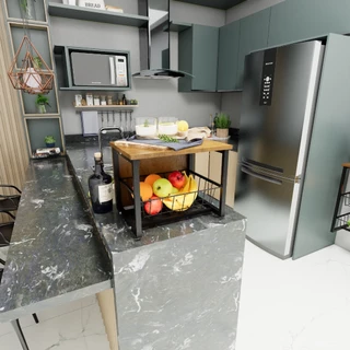 Fruteira Para Bancada Mesa Preto Fosco