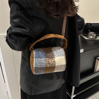 Lovito Bolsa De Ombro Pequena Casual Xadrez Básica Colorblock Para Mulheres LFA10068