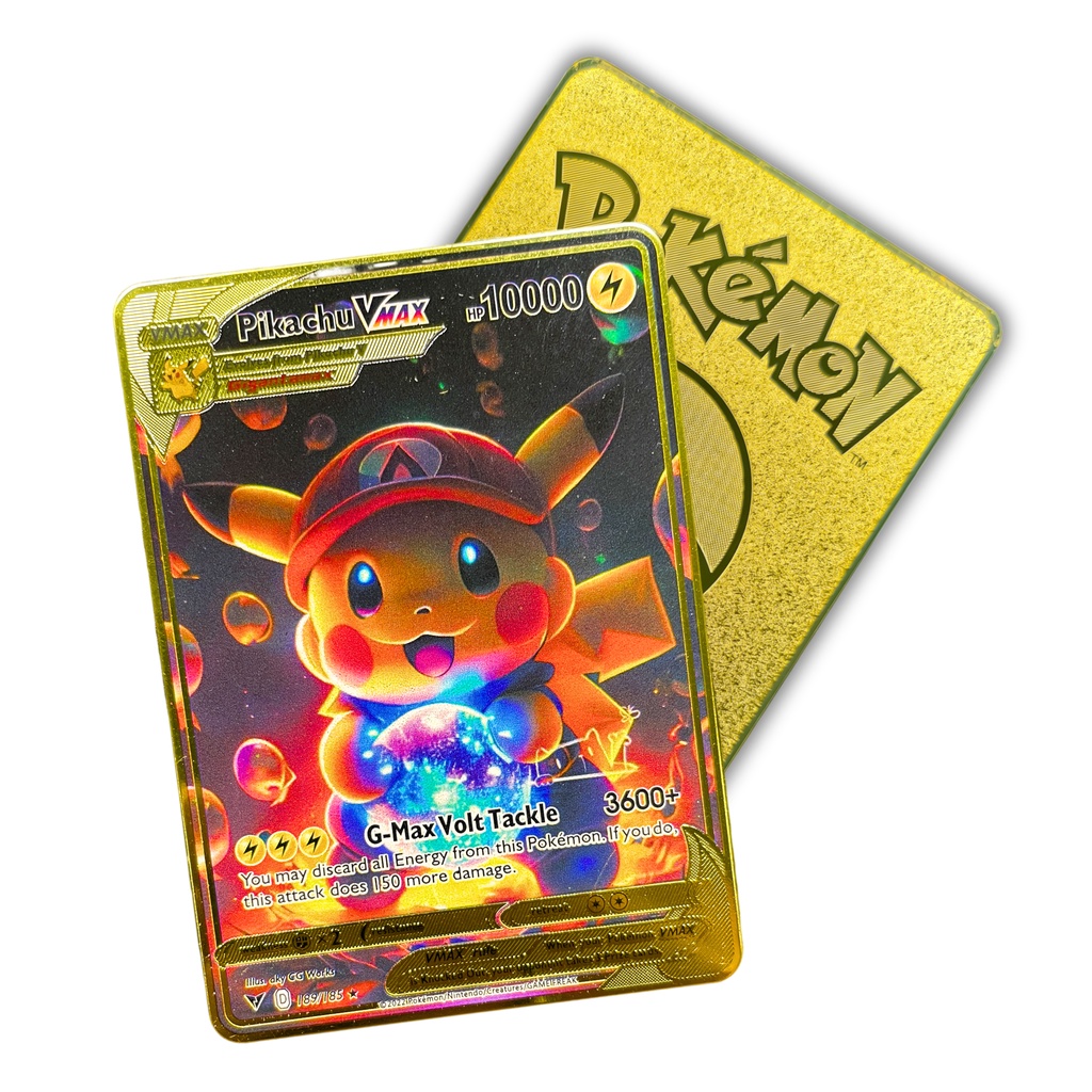 Carta Pokémon Em Metal - Pikachu Mario VMAX - Colecionável | Shopee Brasil