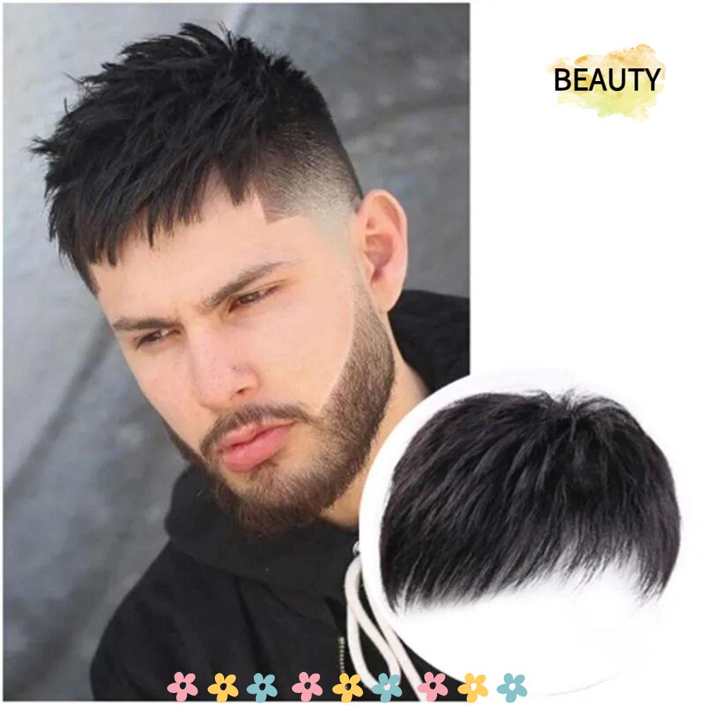 BEAU Peruca De Cabelo Humano Grosso , Com Em Torno Do Patch De Masculina Respirável , Substituição De Cabelos Protéticos Homens Calvície Testa Perucas