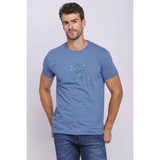 Camiseta Masculina Malha Collection Free Spirit Polo Wear Azul Médio