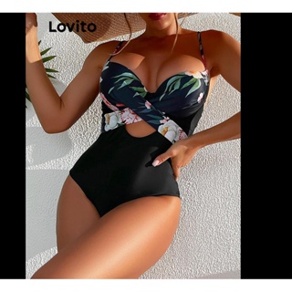 Lovito Sexy Plants Cut Out Lace Up Backless One-Pieces Para Mulheres LNL42081