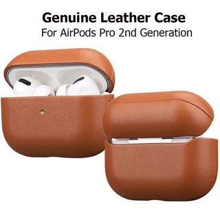 Couro Genuíno Para AirPods Pro 2 Capa Protetora De Pele De Luxo Real 2a Geração Brown Black Color