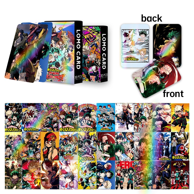 30pcs My Hero Academia Flash Laser Lomo Card Photocard Box Set