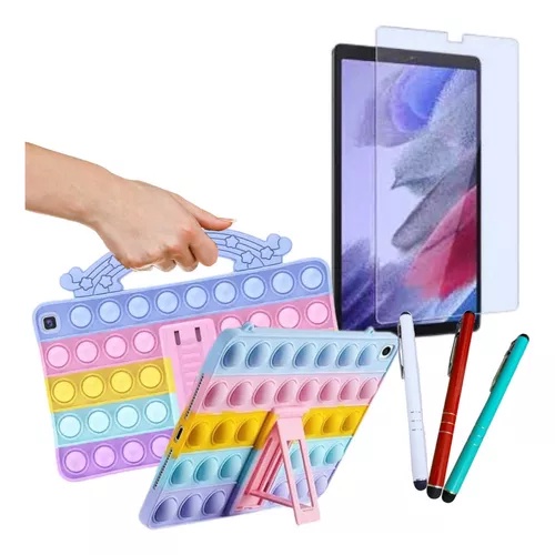 Capa Infantil Pop-it Para Tablet Samsung A7 Lite + Película + Caneta (Envio sortido de cores)