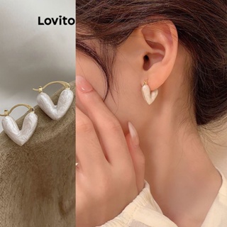 Lovito Brincos Doces Casuais De Coração Liso Com Entrada De Metal Lux Esmaltado Para Mulheres LCS05107
