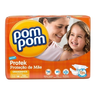 Fralda Descartável Pom Pom Protek Baby Jumbo Tamanho G - 6 Pacotes com 14 Fraldas - Total de 84 Tiras