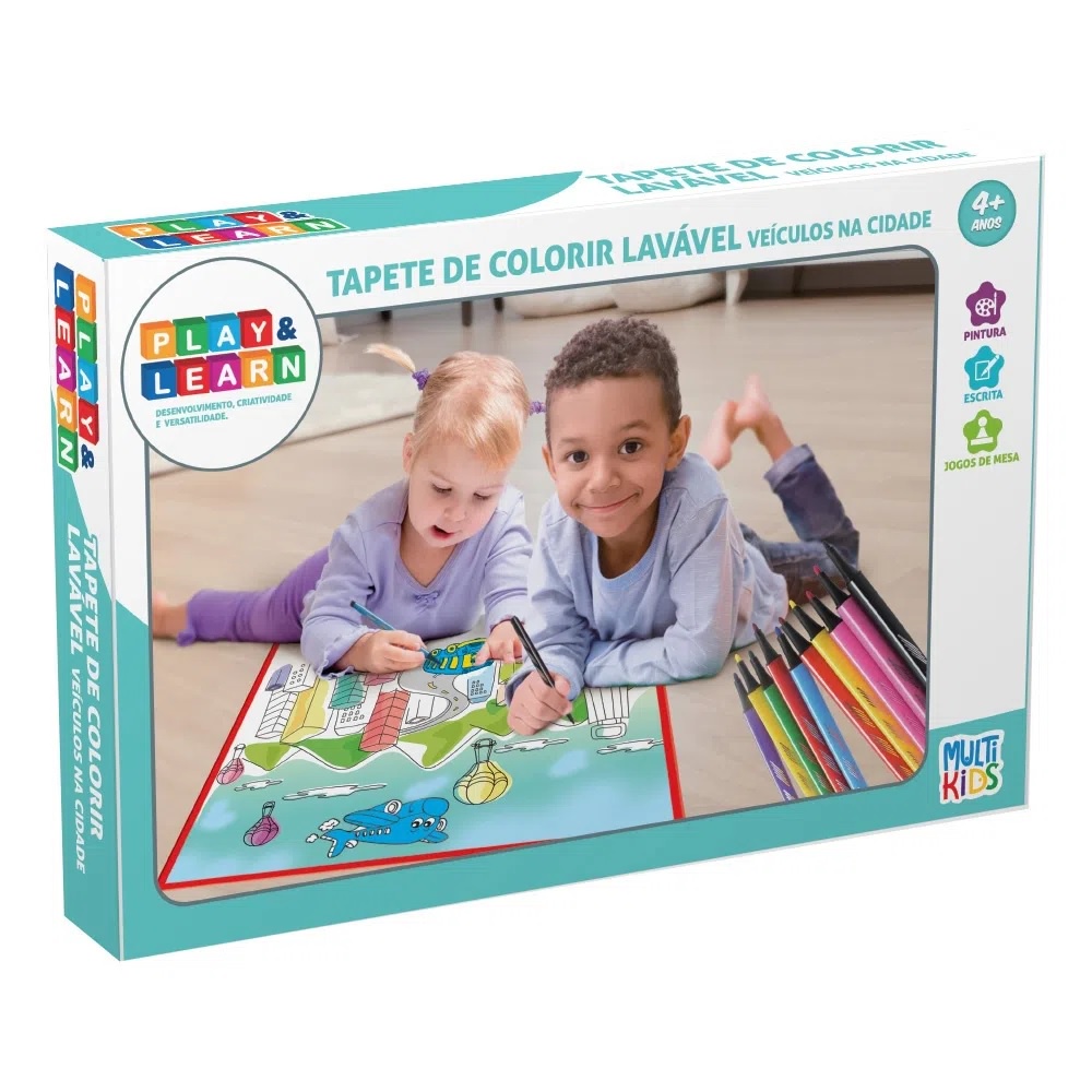 Tapete Bilíngue com Apagador para Colorir - Play-Doh - Fun - Ri