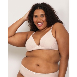 Sutiã Plus Size Avulso Base Sem Bojo Telado Bege