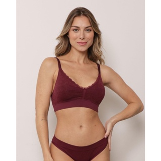 Sutiã Top Feminino Triangulo e Bojo Removível Zee Rucci Vinho