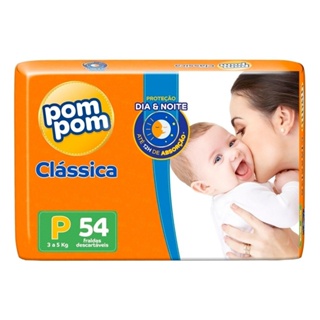 Fralda Descartável Pom Pom Clássica Tamanho P - Embalagem com 54 Fraldas