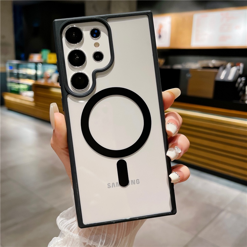 Estojo De Luxo Sem Fio Mate Para Samsung Galaxy S22 S23 Ultra S22 Plus À Prova De Choque