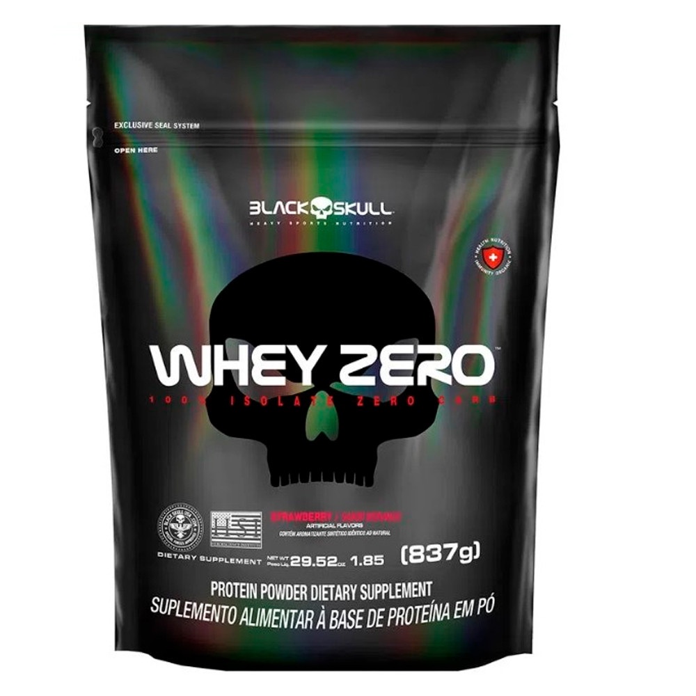 Whey Zero Black Skull Refil 837g Baunilha (Whey Protein Isolado)