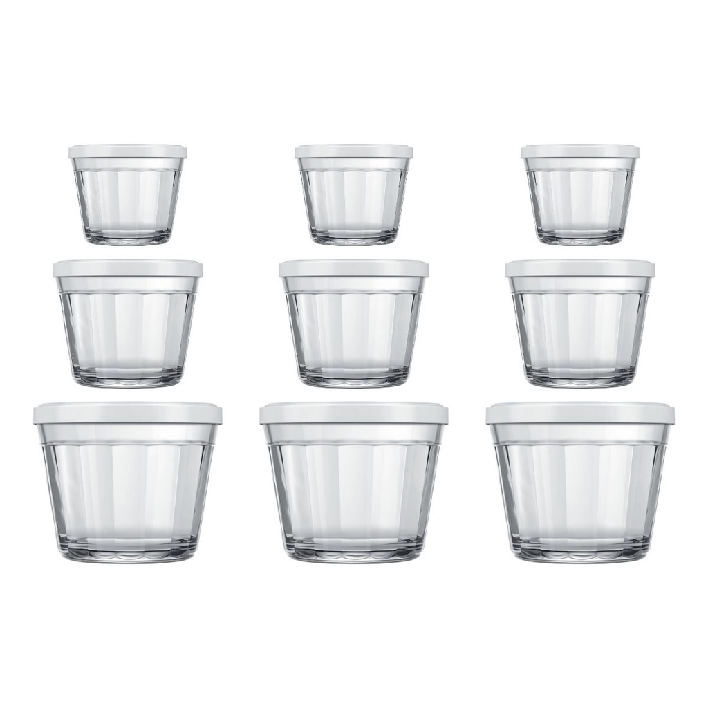 Kit 9 Tigelas de Vidro Americano 150ml - 350ml - 600ml Nadir | Shopee ...