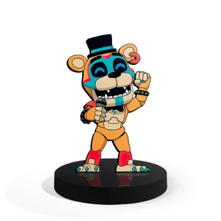 Totem Pequeno Boneco FNAF Glamrock Freddy 7cm + Base