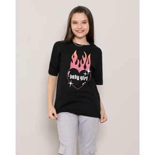 Camiseta Juvenil Com Estampa Preta