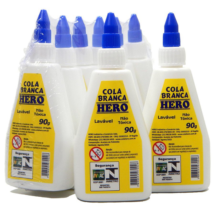 Cola Branca Hero 90g com 6 Unidades | Shopee Brasil