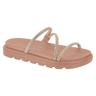 Sandália Papete Feminina Vizzano Rasteirinha Birken Flatform Tiras de Brilho