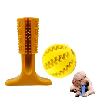 Kit Interativo Brinquedo Escova Mordedor + Bolinha Porta Petisco - Caes e Gatos