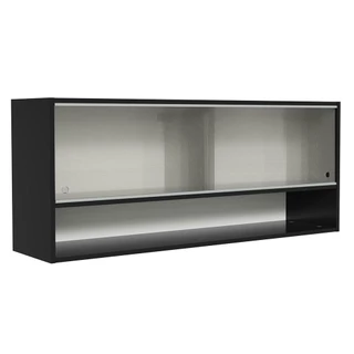 Armário de Cozinha Aéreo 120cm 2 Portas Correr Vidro Pontilhado 1 Nicho Preto Reims Madesa em Oferta na Shopee