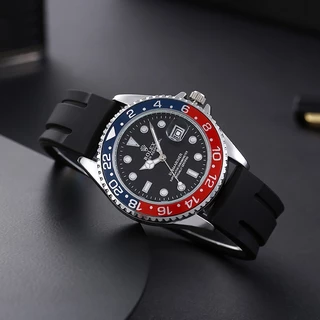 2024 Top Brand Blue Red Moda Masculina Azul Vermelho Simples Relógio Redondo De Quartzo Calendário De Lazer Empresarial De Silicone Esportivo Exterior