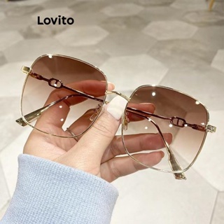 Lovito Óculos De Sol Femininos Com Letras Elegantes Corte Geométrico Gradiente Cor D Armação Quadrada Dupla Proteção Uv LFA10098