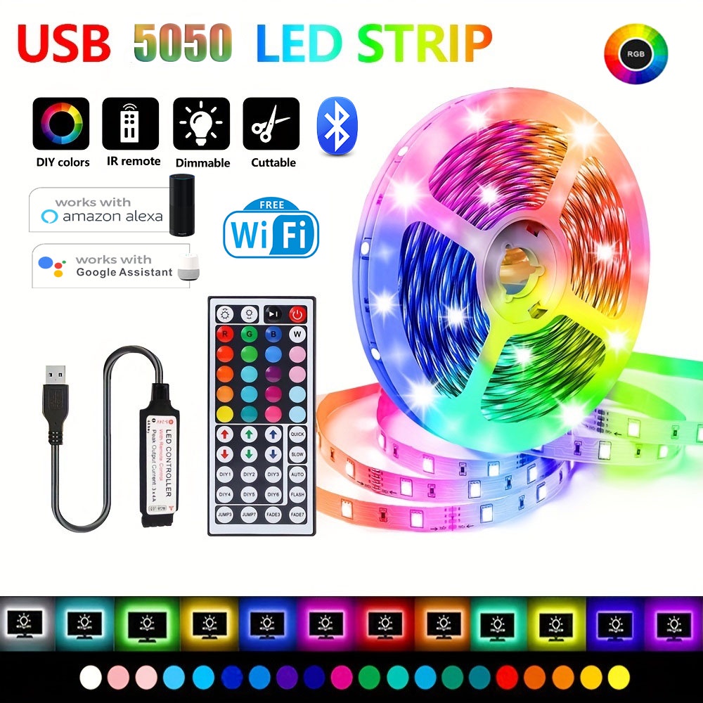 Fita Led Strip Led 5050 5M Bluetooth RGB Quarto Sala festa