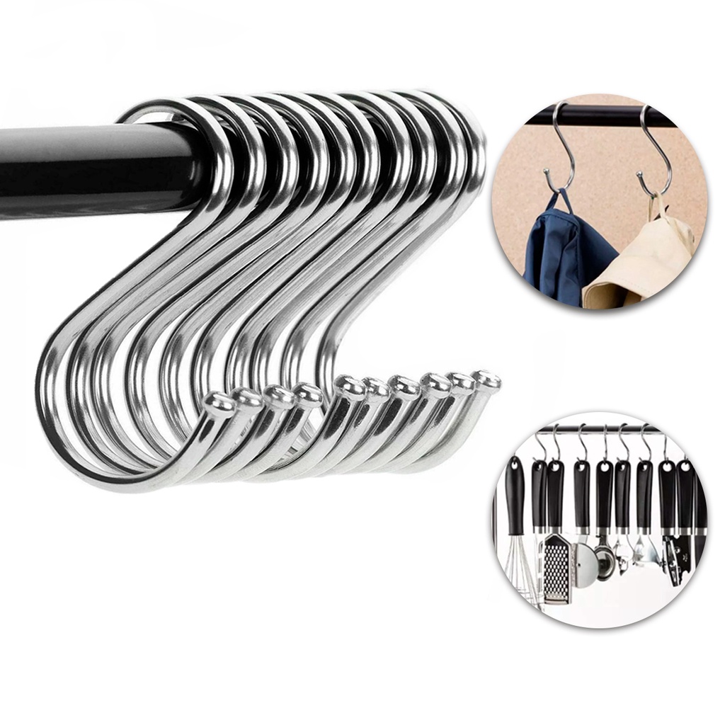 Kit 10 Ganchos Multiuso Em Formato S Organizador Banheiro Cozinha Quarto OFERTA
