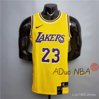 Hot pressed Camisa Los Angeles Lakers No.23 nba LeBron James yellow blusa De Basquete