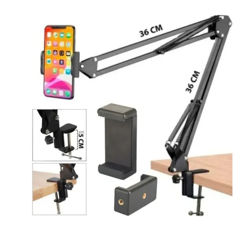 Suporte Para Celular Com Braço Articulado Fixo Na Mesa | Shopee Brasil