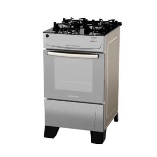 Fogão Atlas 4 Bocas Inox Mônaco Top Glass com Acendimento automático - Bivolt