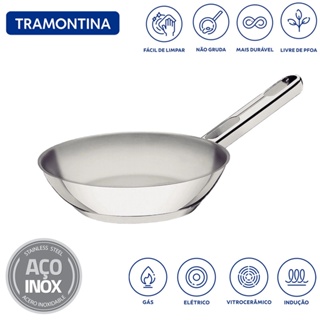 Frigideira Tramontina Indução Allegra em Aço Inox com Fundo Triplo 20 cm 1,30 L