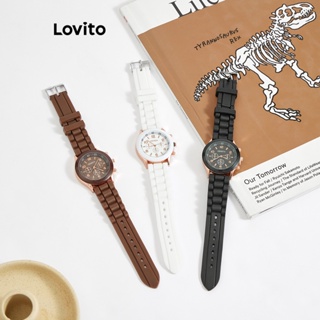 Lovito Relógio De Quartzo Casual De Metal Simples Para Mulheres LNA09024 (Marrom/Branco/Preto)