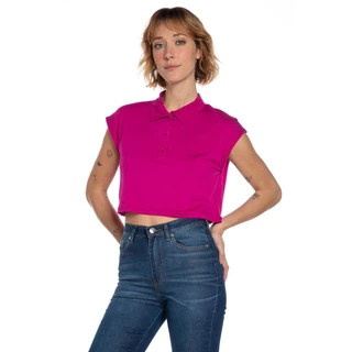 Cropped Polo Feminino Malha Colarinho Polo Wear Rosa Escuro