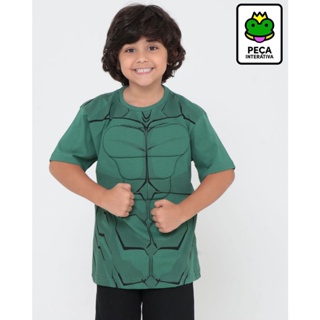 Camiseta Infantil Com Enchimento Hulk Marvel Verde