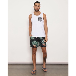 Bermuda Masculina Reta Com Bolsos Floral Preta